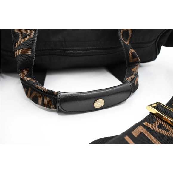 Fendi Black & Brown Canvas / Leather Medium Size Duffle Tote W / Pouch - Picture 7 of 13